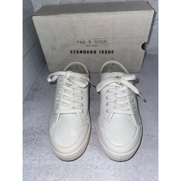 rag & bone Women's Sneakers White Leather Lace Up Size 35/ US 5 New In Box - Picture 2 of 9